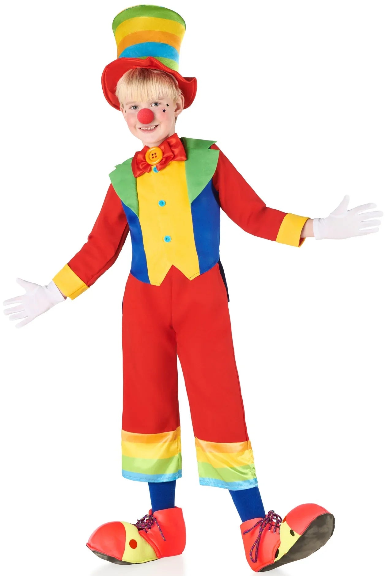 Disfraz de Payaso Multicolor con Sombrero para Niño Payasos Infantiles Kimokawaii